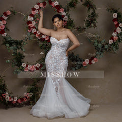 Sexy Sweetheart Sleeveless Lace Mermaid Wedding Dress With Applique