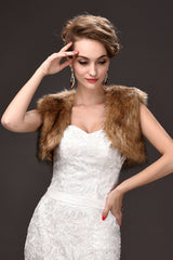 Sexy Tulle Brown Sleeveless Casual Wraps