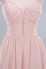 Sheer Spaghetti Straps aline Prom Dresses | Simple Chiffon Sleeveless Evening Dresses