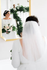 Simple Beautiful A-line Long Sleeves Satin Backless Wedding Dress