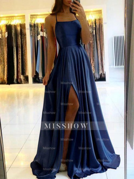 Elegant Evening Dresses with Front Split by String Long