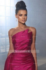 Simple Sleeveless Evening Dresses Fuchsia Long Prom Dresses With Slit
