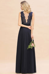 Sleeveless A-line Evening Maxi Gown Lace Appliques Floor Length Bridesmaid Dress Formal Party Gown