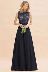 Sleeveless A-line Evening Maxi Gown Lace Appliques Floor Length Bridesmaid Dress Formal Party Gown