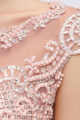 Sleeveless Aline Evening Maxi Dress Beading Crew Neck Party Dress Floor Length