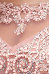 Sleeveless Aline Evening Maxi Dress Beading Crew Neck Party Dress Floor Length