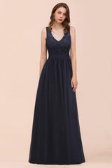 Sleeveless Black A-line Evening Maxi Dress Chiffon Bridesmaid Dress Formal Dress