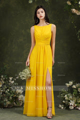 Sleeveless Bridesmaid Dresses Long With Slit