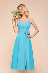 Sleeveless Chiffon Ankle Length Bridesmaid Dress Mini Beach Wedding Guest Dress
