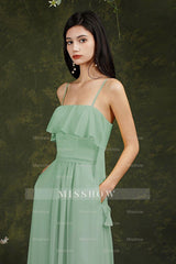Spaghetti Strapes Split Front Aline Tulle Long Prom dress