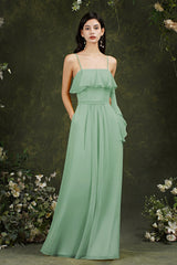 Spaghetti Strapes Split Front Aline Tulle Long Prom dress