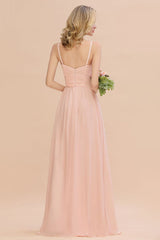 Spaghetti Straps Aline Bridesmaid Dress Sweetheart Chiffon Swing Evening Dress