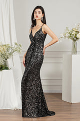 Spaghetti-Straps Sequins Bridesmaid Dresses Sleeveless