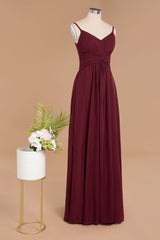 Spaghetti Straps Simple Evening Maxi Dresses Aline Chiffon Ruffle Party Gown
