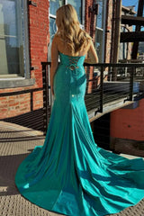Sparkly Navy Sweetheart Mermaid Cut Out Long Prom Dress with Beading