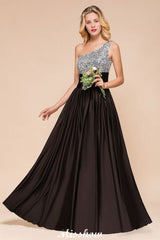 Sparkly Sequin Bridesmaid Dress One Shoulder Maxi Evening Dress Wedding party Dress