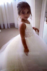 Square Neckline Sleeveless Ball Gown Flower Girls Dress