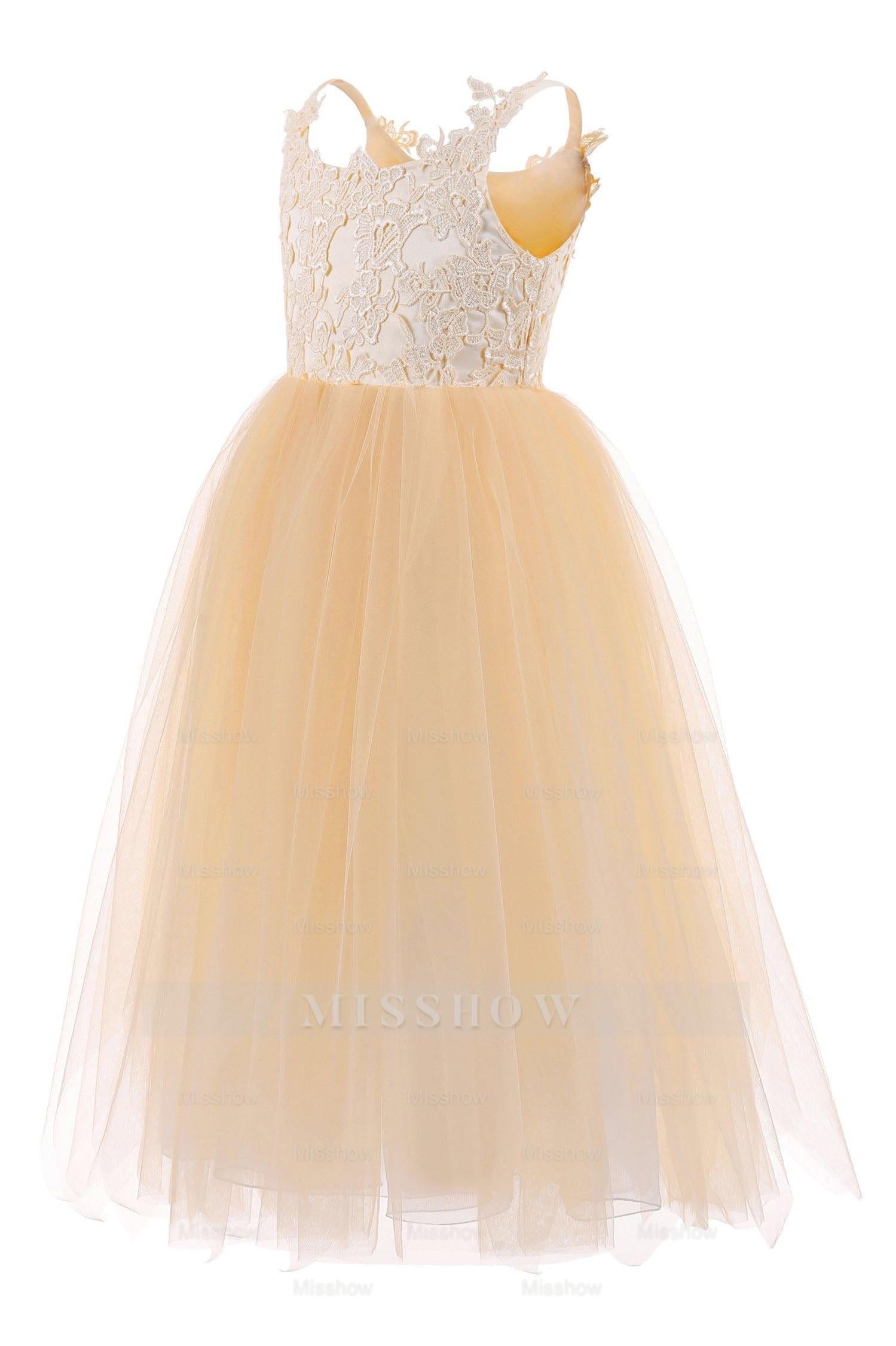 Square Neckline Sleeveless Ball Gown Flower Girls Dress