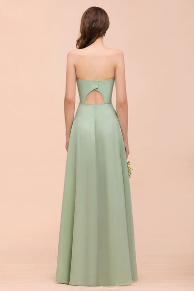 Strapless Chiffon Formal Bridesmaid Dress Elegant Maxi Maid of Honor