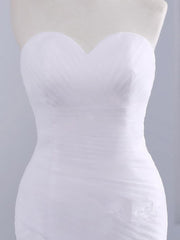 Strapless Sweetheart Mermaid Wedding Dress Lace Ruffless Tulle Bridal Wears