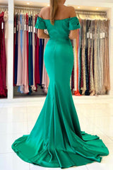 Stunning Off-the-Shoulder Satin Mermaid Evening Gown