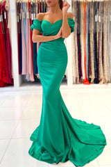 Stunning Off-the-Shoulder Satin Mermaid Evening Gown
