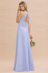 Stylish Halter V-Neck Sleeveless Floor-Length A-Line Bridesmaid Dress
