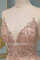 Stylish Spaghetti Straps V-Neck Floral Lace Evening Maxi Dress Tulle Sleeveless Prom Swing Dress