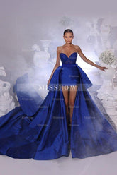 Sweetheart A-line Short Lace Sleeveless Prom Dress With Detachable Train