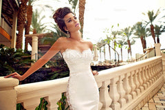 Sweetheart Lace Wedding Dress Mermaid Zipper Sleeveless Bridal Dresses