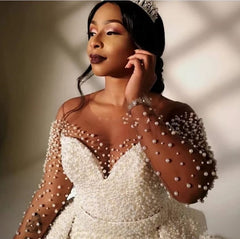 Sweetheart Mermaid Thick WEdding Dress with overskirt