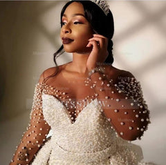 Sweetheart Mermaid Thick WEdding Dress with overskirt