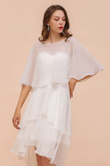 Sweetheart Mini Chiffon Dress with Wraps Simple Beach Bridesmaid Dress for Bride