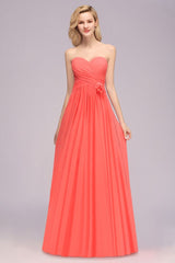 Sweetheart Sleeveless Ruffle Evening Swing Dress Chiffon aline Bridesmaid Dress
