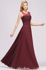 Tulle Lace Beadings Jewel Sleeveless Floor-Length Bridesmaid Dresses A-Line Chiffon Tulle Party Dress