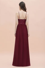 V-Neck Sleeveless Aline Evening Dress Sequins Bridesmaid Dress