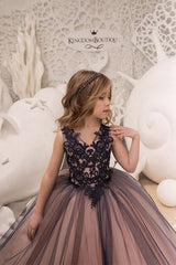 V-Neck Sleeveless Ball Gown Flower Girls Dress