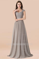 Vintage Silver Sleeveless Long Bridesmaid Dresses With Appliques