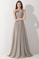 Vintage Silver Sleeveless Long Bridesmaid Dresses With Appliques