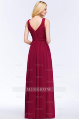 Vintage Sleeveless Pleated Burgundy Chiffon Bridesmaid dresses Affordable