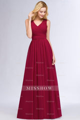 Vintage Sleeveless Pleated Burgundy Chiffon Bridesmaid dresses Affordable