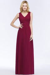 Vintage Sleeveless Pleated Burgundy Chiffon Bridesmaid dresses Affordable
