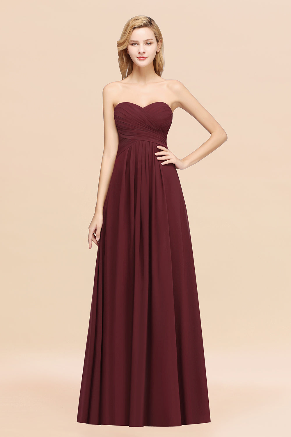 Vintage Sweetheart Long Grape Affordable Bridesmaid dresses