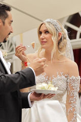 Vintage White Long Sleeve Ball Gown Satin Wedding Dresses With Lace