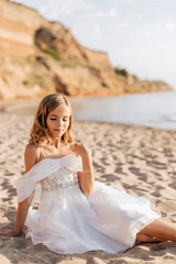 White Short Off-the-shoulder A-line Flower Girls Dress With Lace