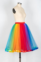 Women Rainbow Tutu Skirt Layered Tulle Skirt Girls Colorful Halloween Costumes Tutu