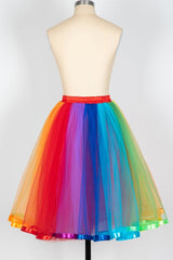 Women Rainbow Tutu Skirt Layered Tulle Skirt Girls Colorful Halloween Costumes Tutu