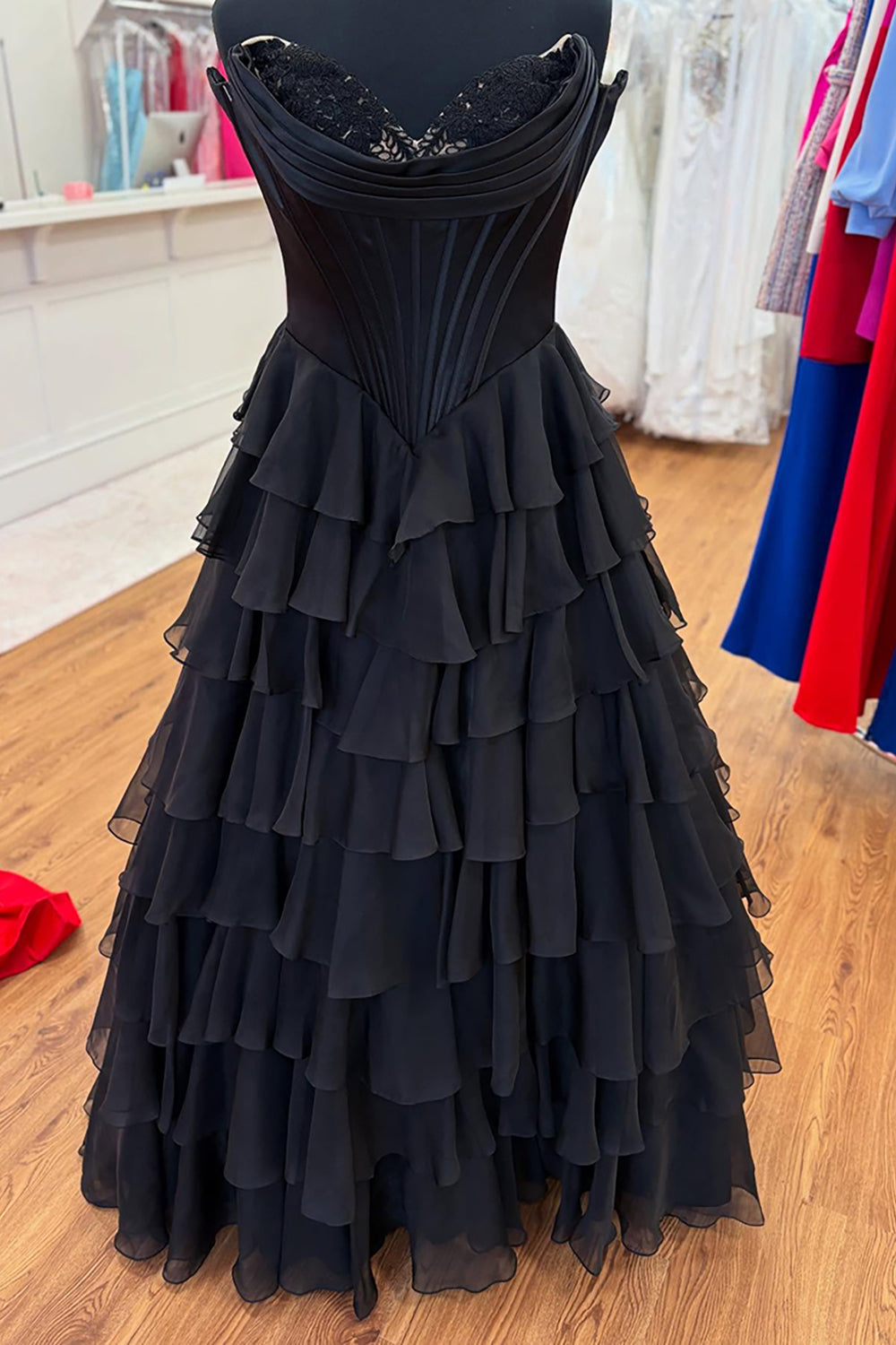 Yellow Princess Sweetheart Chiffon Ruffled Long Corset Prom Dress with Slit