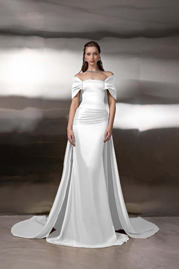 Off the Shoulder Sleeveless Long Mermaid Formal Dress With Pleated