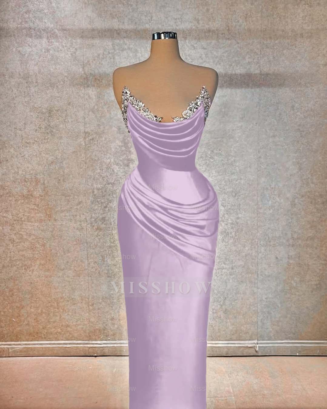 Chic Strapless Sleeveless Long Formal Dress With Beading Pleated